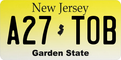NJ license plate A27TOB