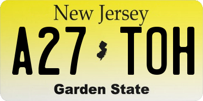 NJ license plate A27TOH