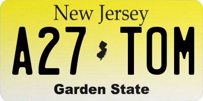 NJ license plate A27TOM