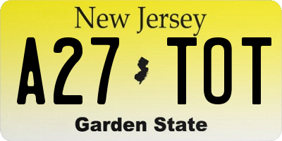 NJ license plate A27TOT