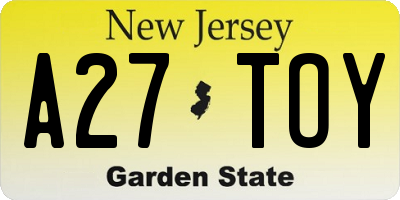NJ license plate A27TOY
