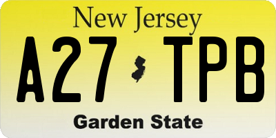 NJ license plate A27TPB