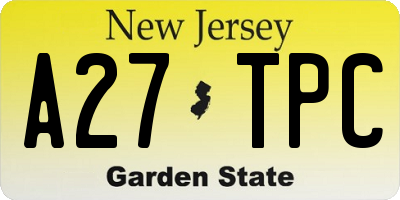 NJ license plate A27TPC