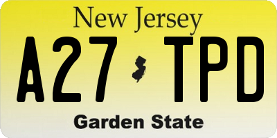 NJ license plate A27TPD