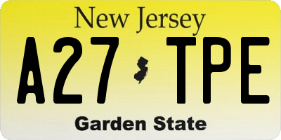 NJ license plate A27TPE