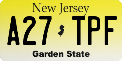NJ license plate A27TPF