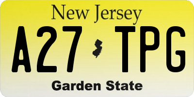 NJ license plate A27TPG
