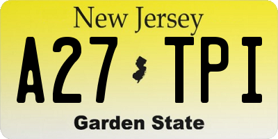 NJ license plate A27TPI