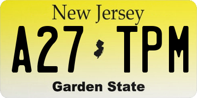 NJ license plate A27TPM