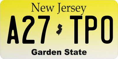 NJ license plate A27TPO