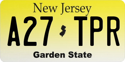 NJ license plate A27TPR