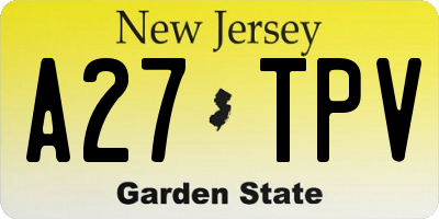NJ license plate A27TPV