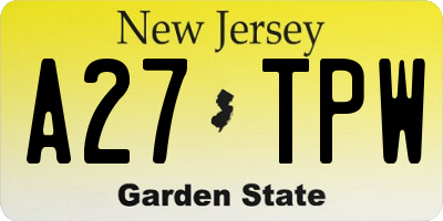 NJ license plate A27TPW