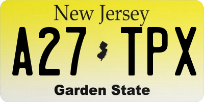NJ license plate A27TPX