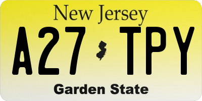 NJ license plate A27TPY