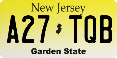 NJ license plate A27TQB