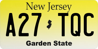 NJ license plate A27TQC