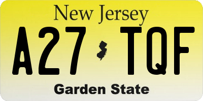 NJ license plate A27TQF