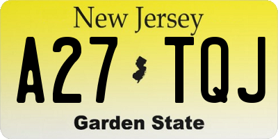 NJ license plate A27TQJ