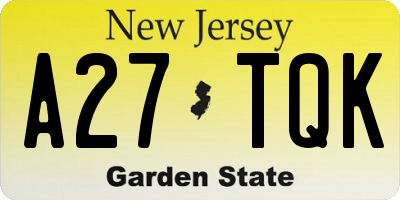 NJ license plate A27TQK