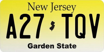 NJ license plate A27TQV
