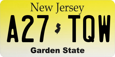 NJ license plate A27TQW
