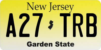 NJ license plate A27TRB