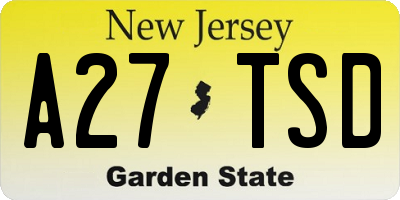 NJ license plate A27TSD