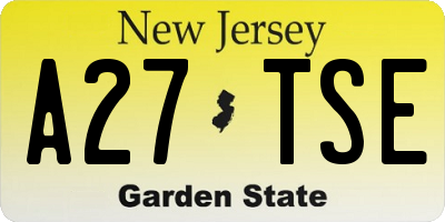 NJ license plate A27TSE