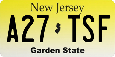 NJ license plate A27TSF