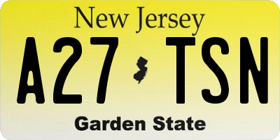 NJ license plate A27TSN
