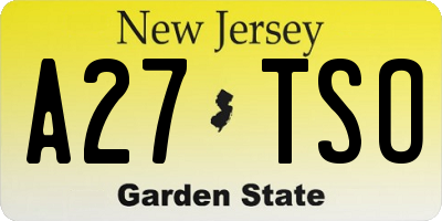 NJ license plate A27TSO