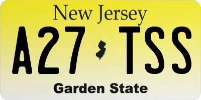 NJ license plate A27TSS