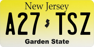 NJ license plate A27TSZ
