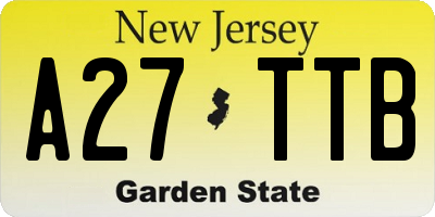 NJ license plate A27TTB