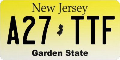 NJ license plate A27TTF