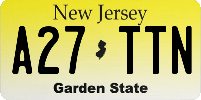 NJ license plate A27TTN
