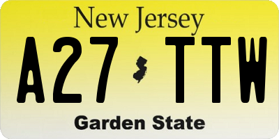 NJ license plate A27TTW