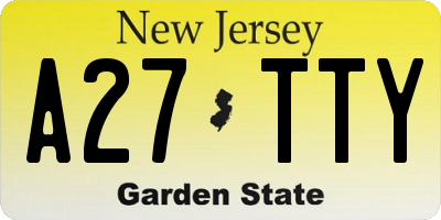 NJ license plate A27TTY