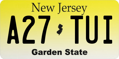 NJ license plate A27TUI