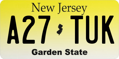 NJ license plate A27TUK