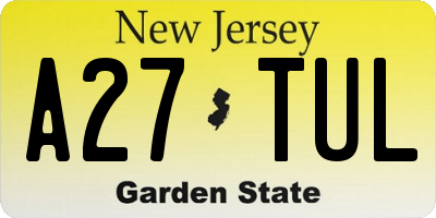 NJ license plate A27TUL