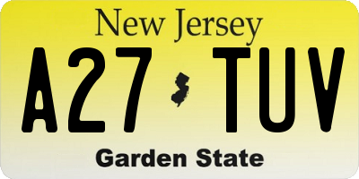 NJ license plate A27TUV