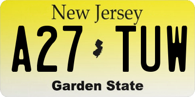 NJ license plate A27TUW