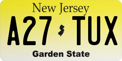NJ license plate A27TUX