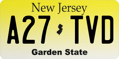 NJ license plate A27TVD