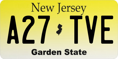 NJ license plate A27TVE
