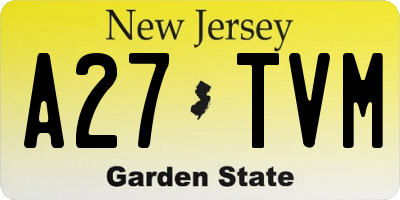 NJ license plate A27TVM