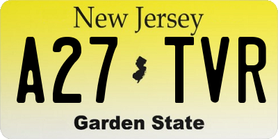NJ license plate A27TVR