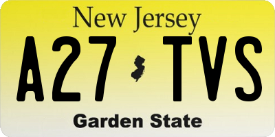 NJ license plate A27TVS